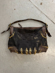 Vintage Just Cavalli Black Studded Gothic Brasswear Shoulder Bag