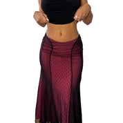 Sonia Fortuna Red Slinky Skirt layered with Black Mesh (XS/S)