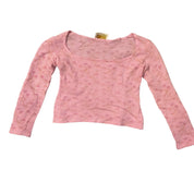 Vintage baby pink knit wool crop sweater with florals (XS/S)