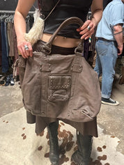 Vintage IKKS Studded 2010s Oversized Leather Bag