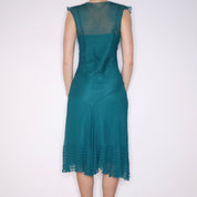 Y2K Teal Beaded Silk Midi Dress (M)