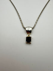 Black stone silver necklace