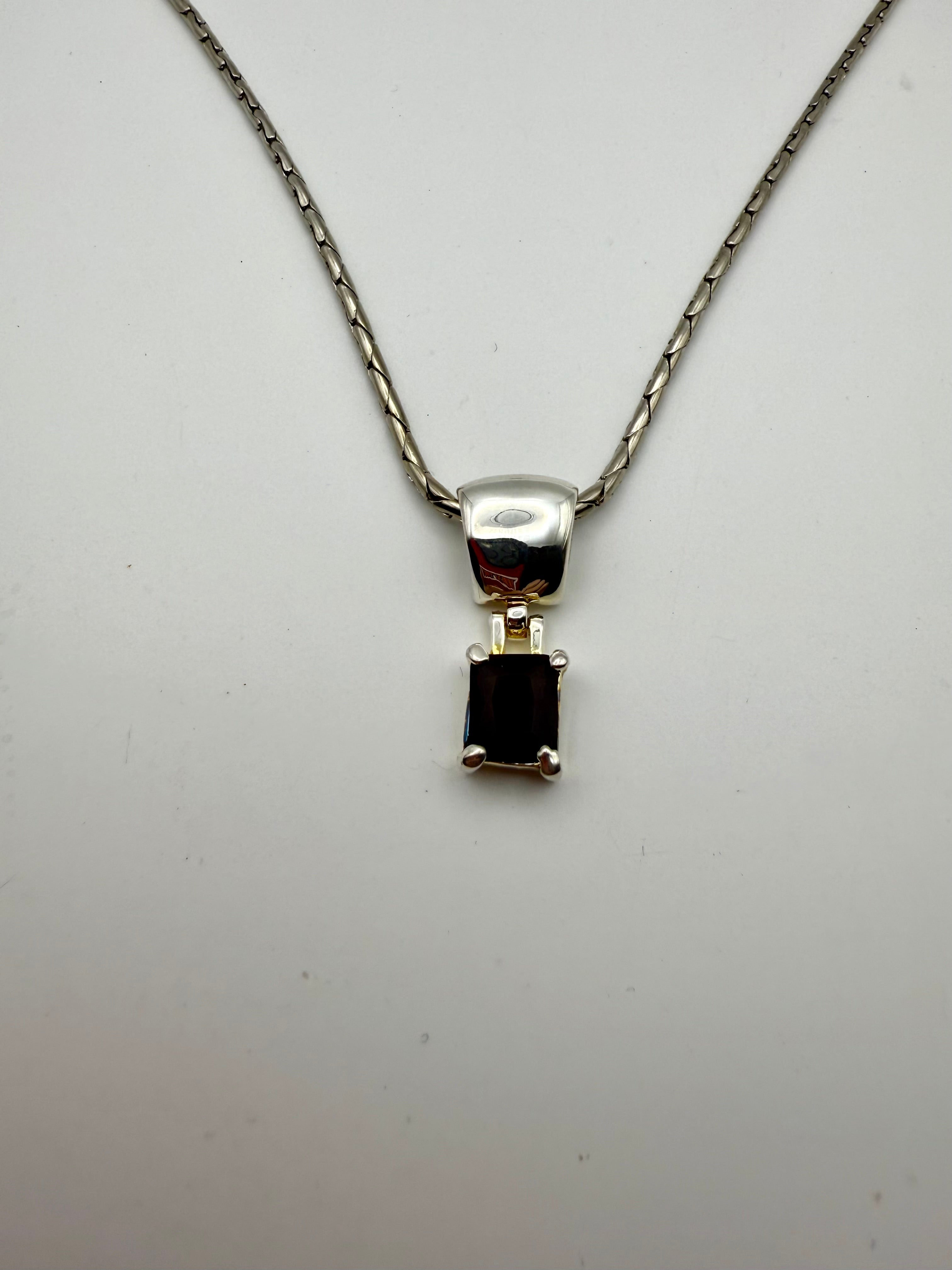 Black stone silver necklace