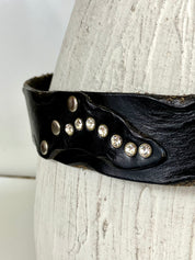 Black leather studded belt
