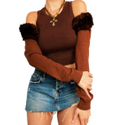 Furry Brown Shrug Cardi (S/M)