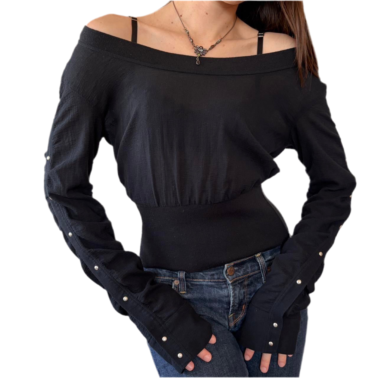 2000s Armani Snap Sleeve Top (M)
