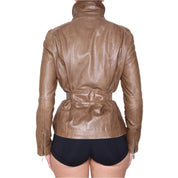 Y2K Italian Brown Leather Jacket (M)