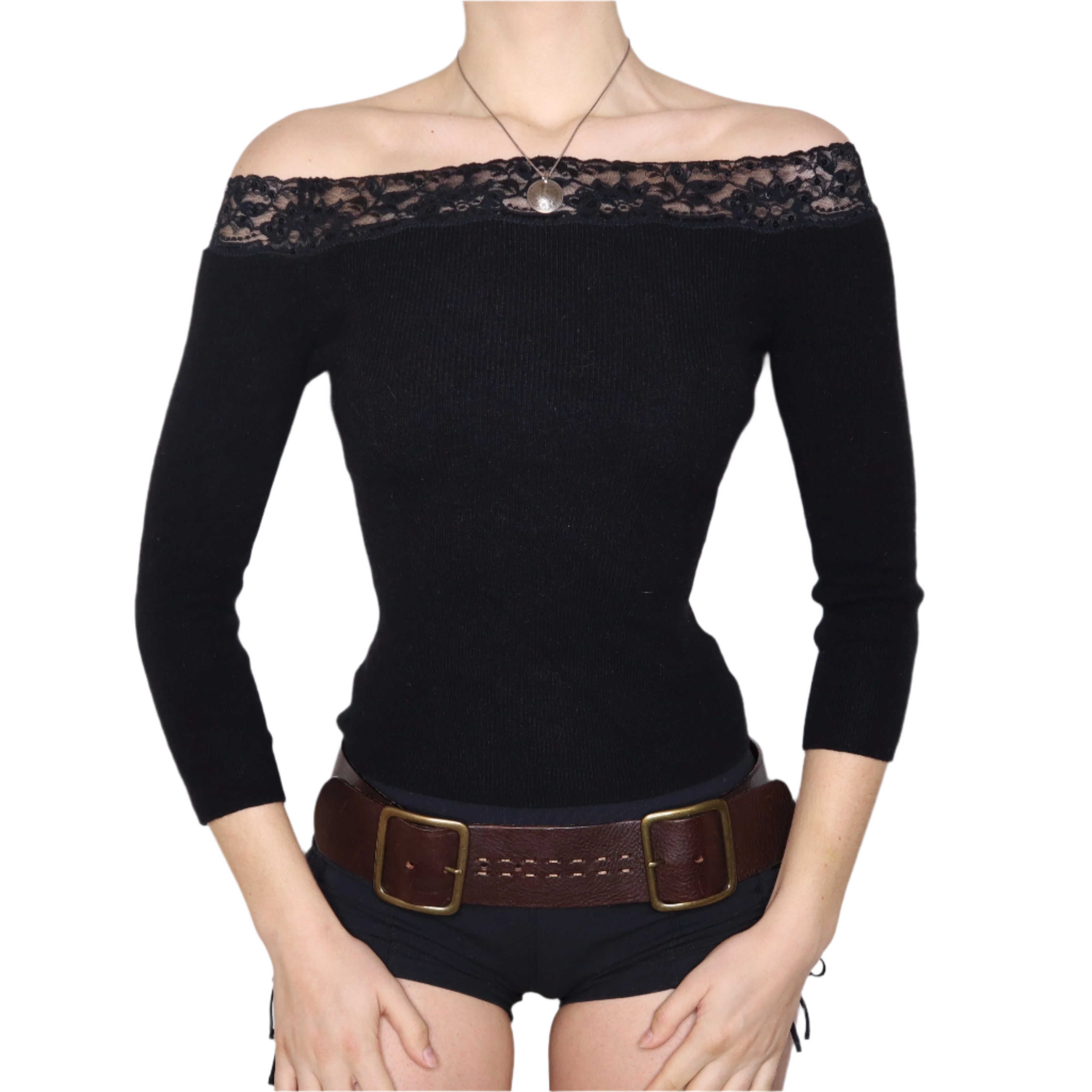 Y2K BEBE Black Off The Shoulder Sweater (XS/S)
