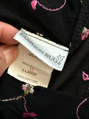 Vtg embroidered micromesh wrap blouse (XL)