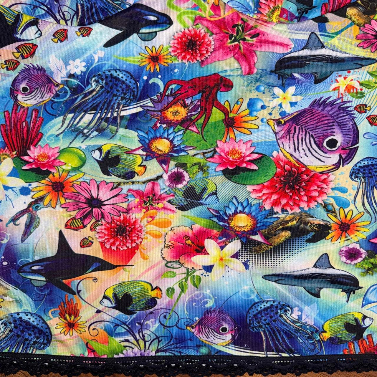 French Y2K Digital Ocean Print Cami (M)