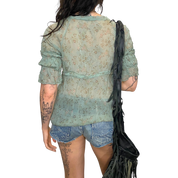 Vintage Ruffle Silk Sheer Whimsygoth Blouse (S)