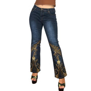 Y2K Beaded Butterfly Flare Jeans (M)