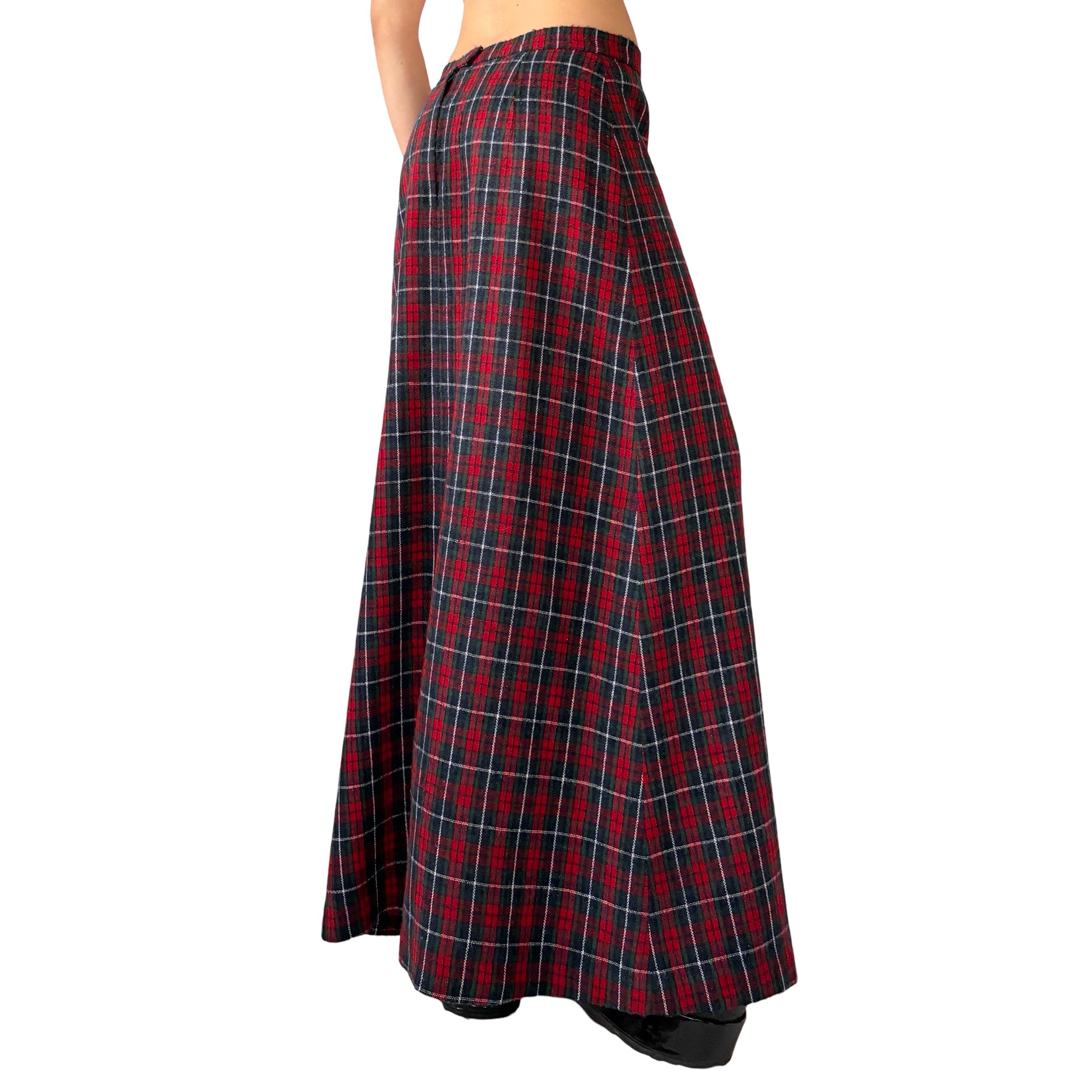 70s Plaid Maxi Skirt (S)