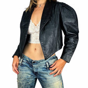 80s Sculptured Sleeve Leather Jacket (L)