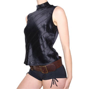 Y2K Black Sequin Silk Tank Top (M/L)