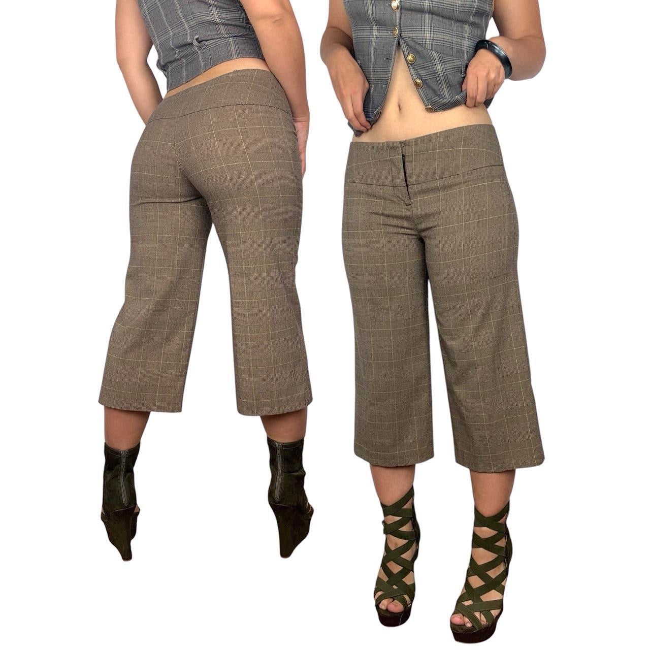 Brown Plaid Gaucho Capris (S)