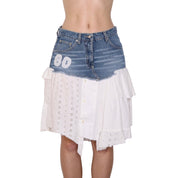Y2K Italian Denim and White Cotton Skirt (S)