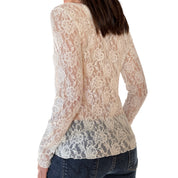 90s Cream Lace Longsleeve Top (M)