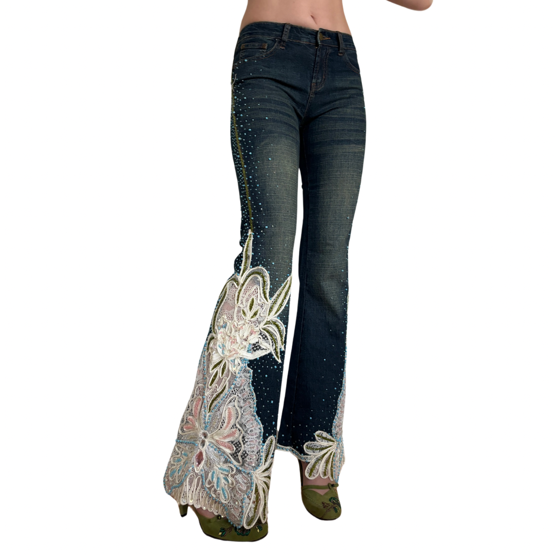 2000s Mid-Rise Beaded Popstar Jeans (S)