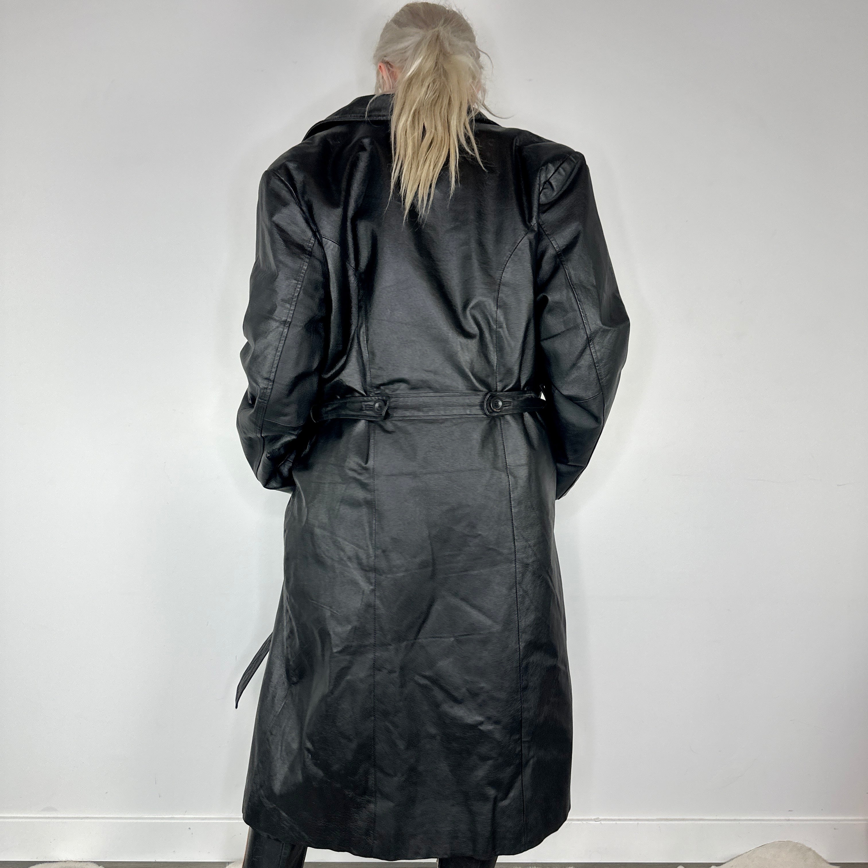 Vintage Leather Trench Coat (L)