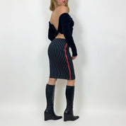 Vintage Striped Low Rise Midi Skirt (S)