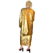 Vintage Gold Leather Skirt Suit (M/L)