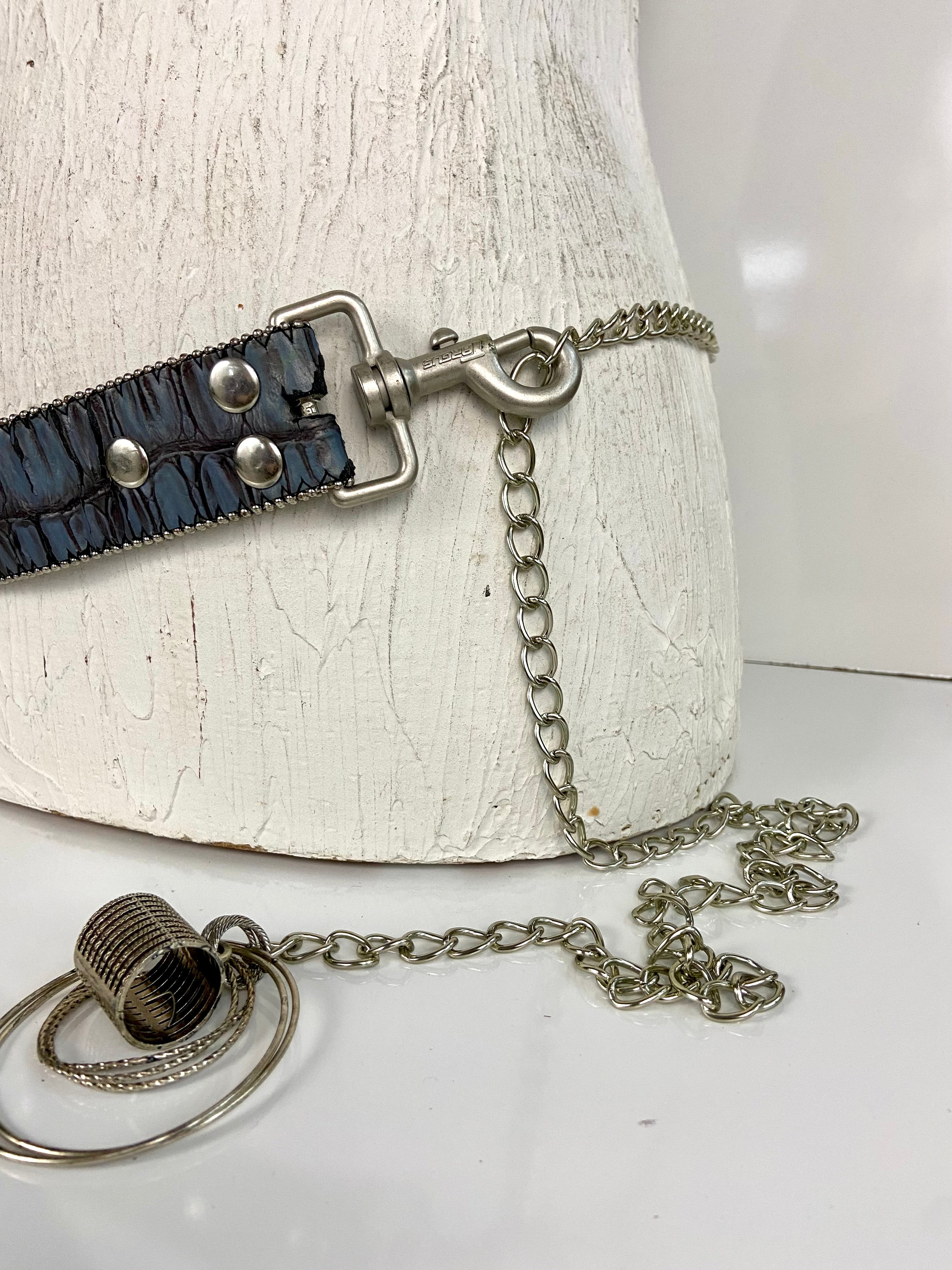 Metal leather mixed belt