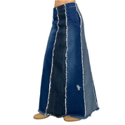 Frayed Denim Maxi Skirt (S)