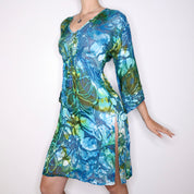 Y2K Tie Dye Blue Green Swim Cover Up (S/M)