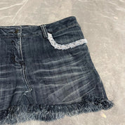 00s dark wash mini denim skirt (S)