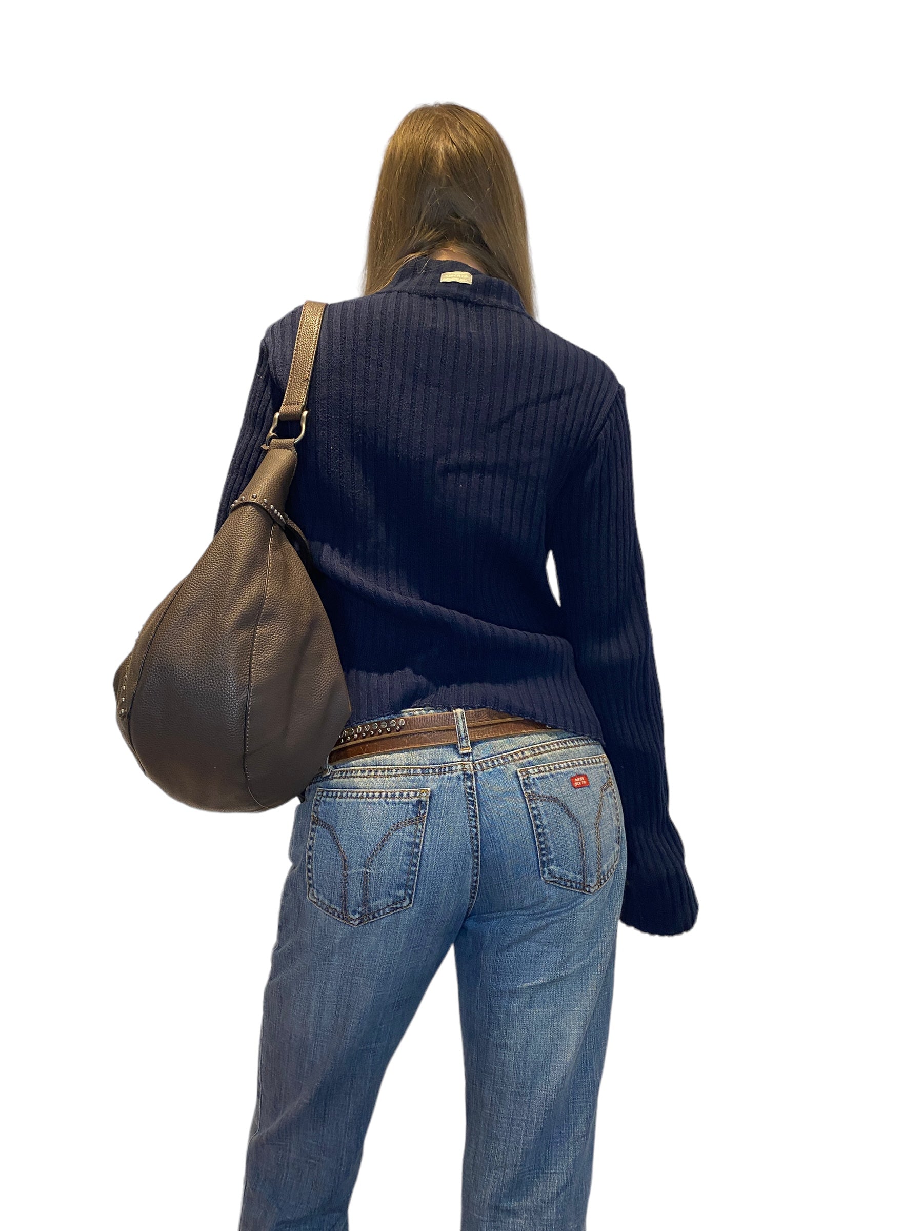 Vintage Denim Zip Up Knit Jumper (M)