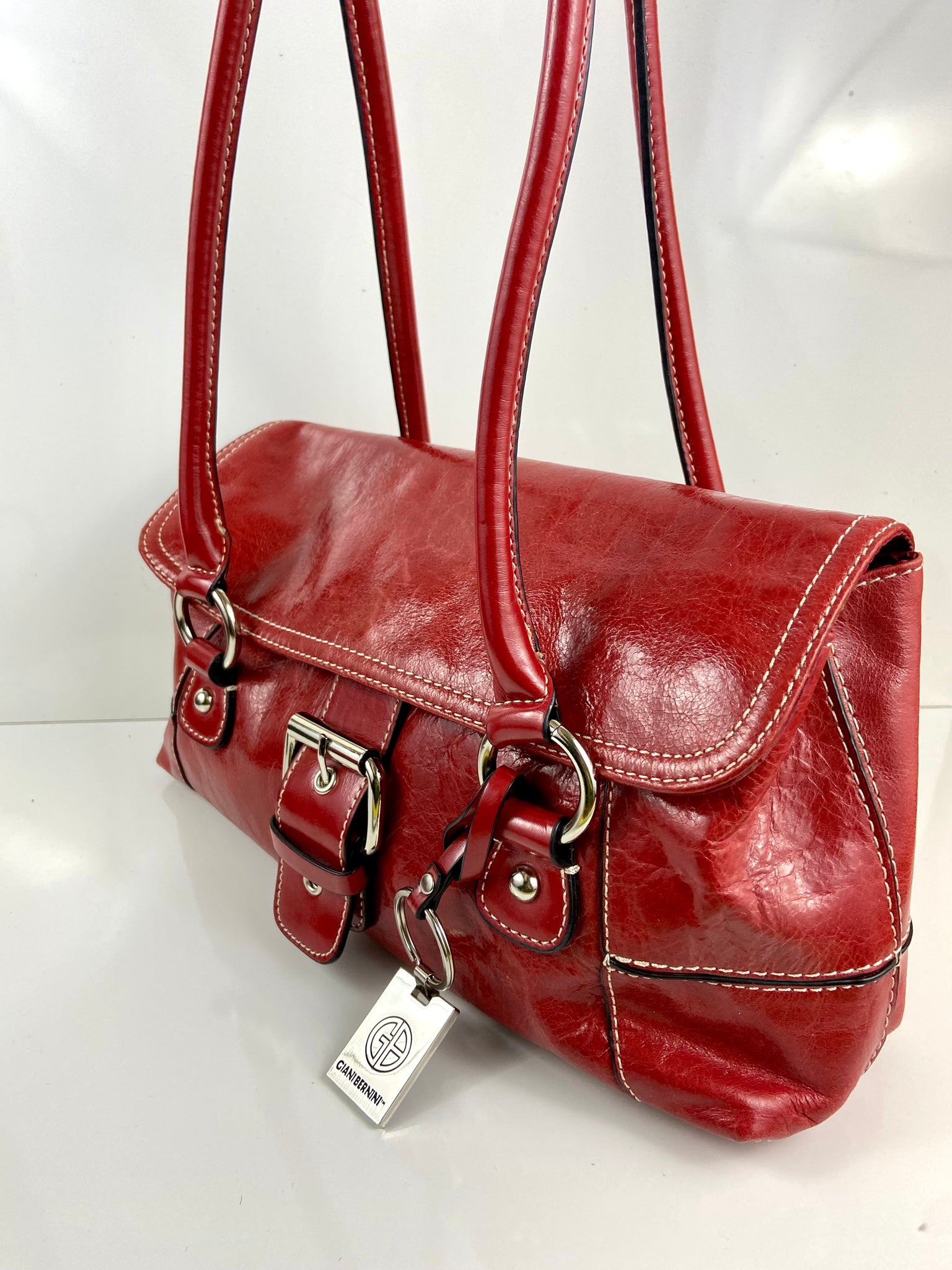 Red leather Giani Bernini purse Holy Thrift