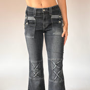 Y2K Zipper Flare Jeans (XS/S)