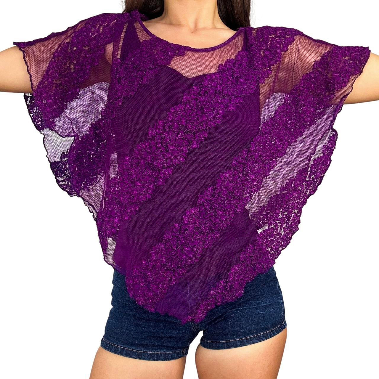 Vintage Layered Lace Poncho Top (S/M)