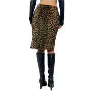 90s Fuzzy Cheetah Print Midi Skirt (S)