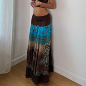 Vintage Brown Blue Sequin Maxi Skirt (XS/S)