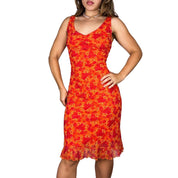 90s Citrus Floral Mesh Dress (M)