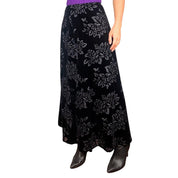 90s Burnout Velvet Rose Maxi Skirt (S)