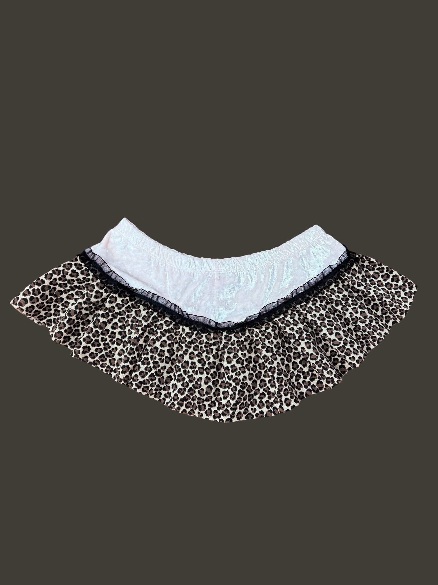 Velvet & Leopard Print Micro Skirt (S/M)