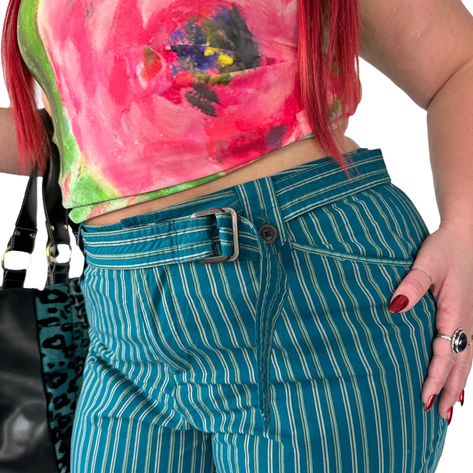 Teal Pinstripe Capris (1XL)