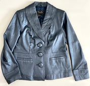 Vintage metallic blue leather jacket