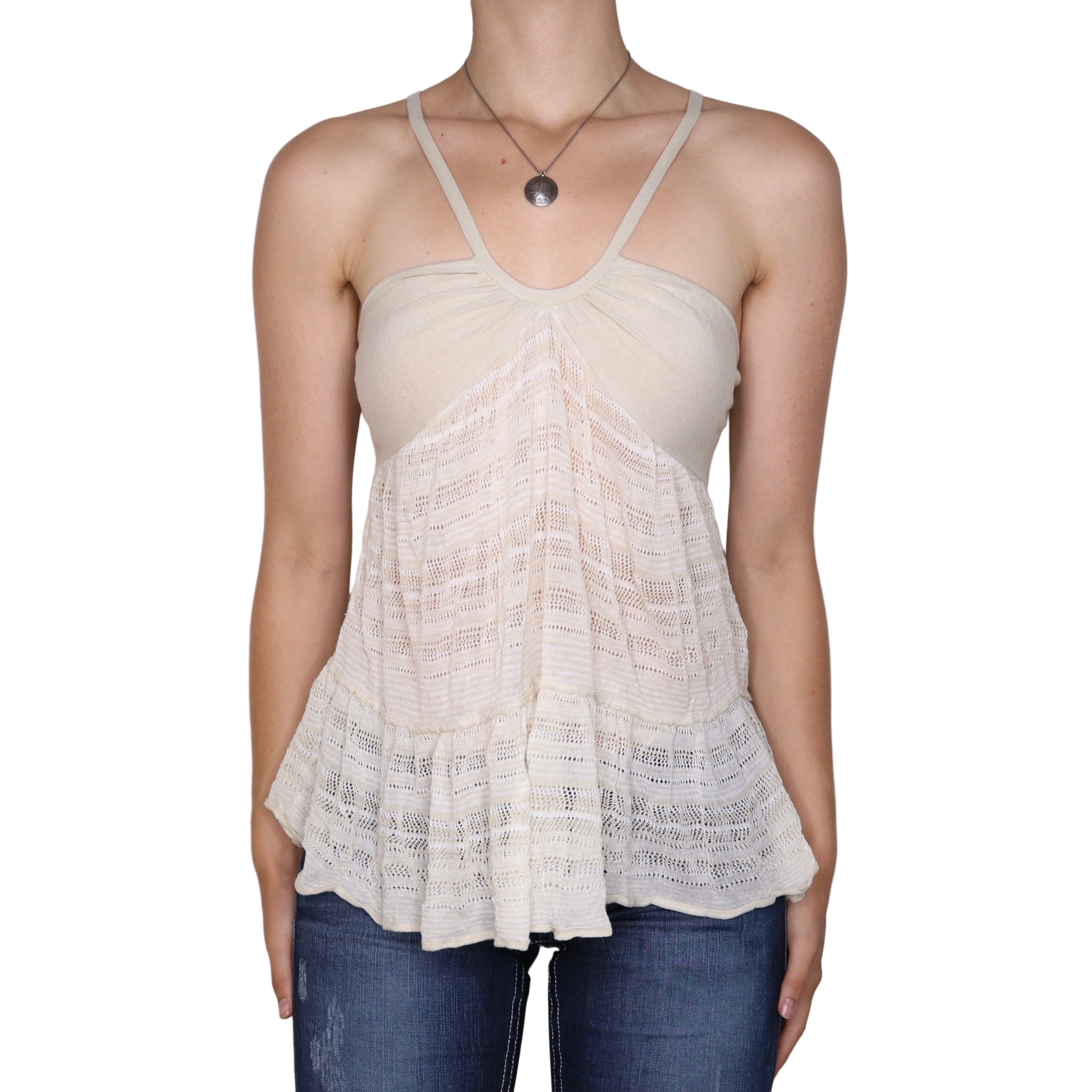 Y2K KOOKAI Knitted Beige Babydoll Top (S)