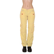 Y2K Yellow Low Waisted Cargo Pants (M)