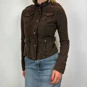 2000s Brown Velvet Moto Style Jacket (S)