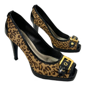 Leopard Calfhair Buckle Heels (7.5)