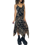 90s paisley embellished asymmetric midi dress (S/M)