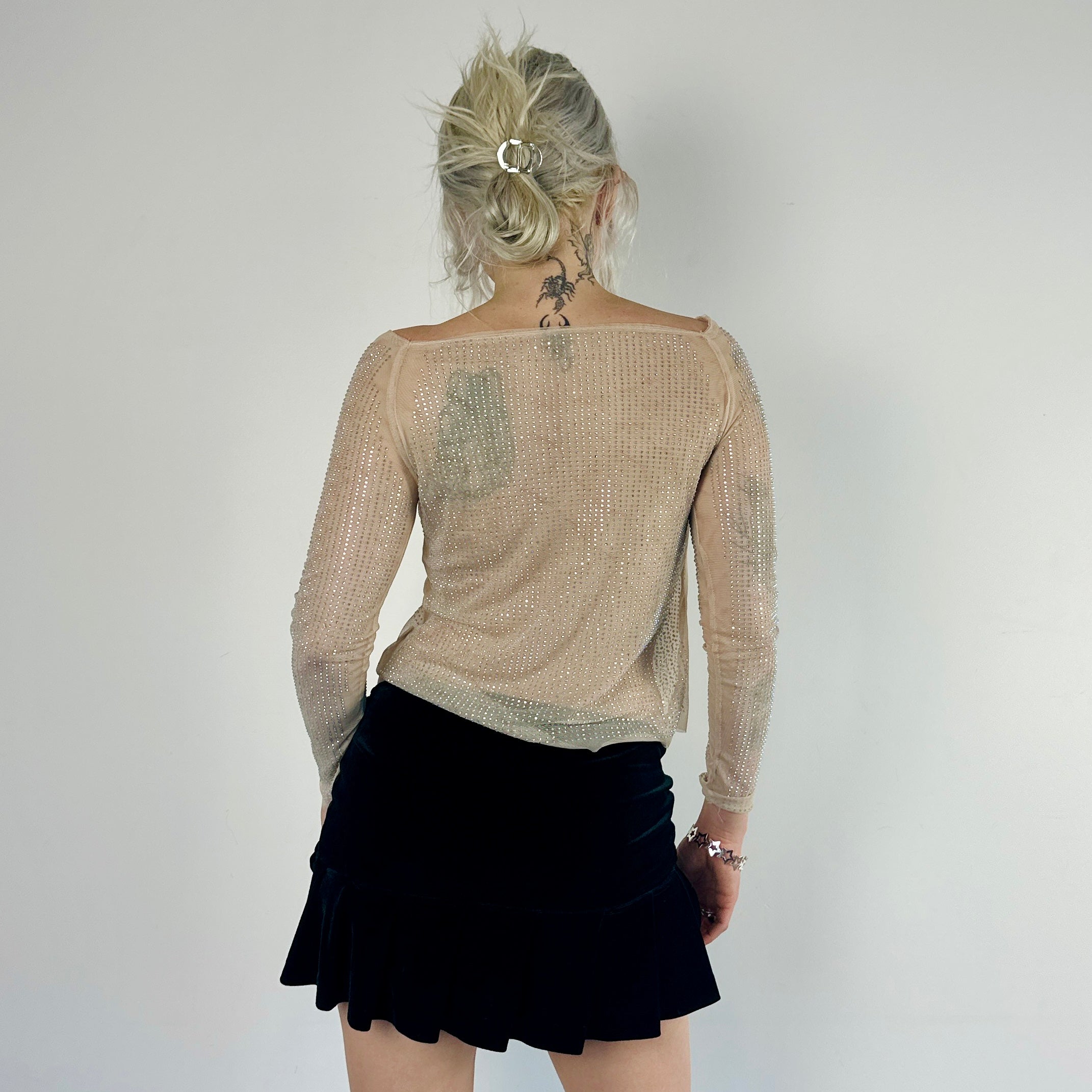 Nude Mesh Crystal Longsleeve (XS)