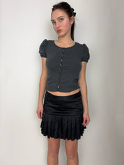 Pleated Silk Mini Skirt (S)