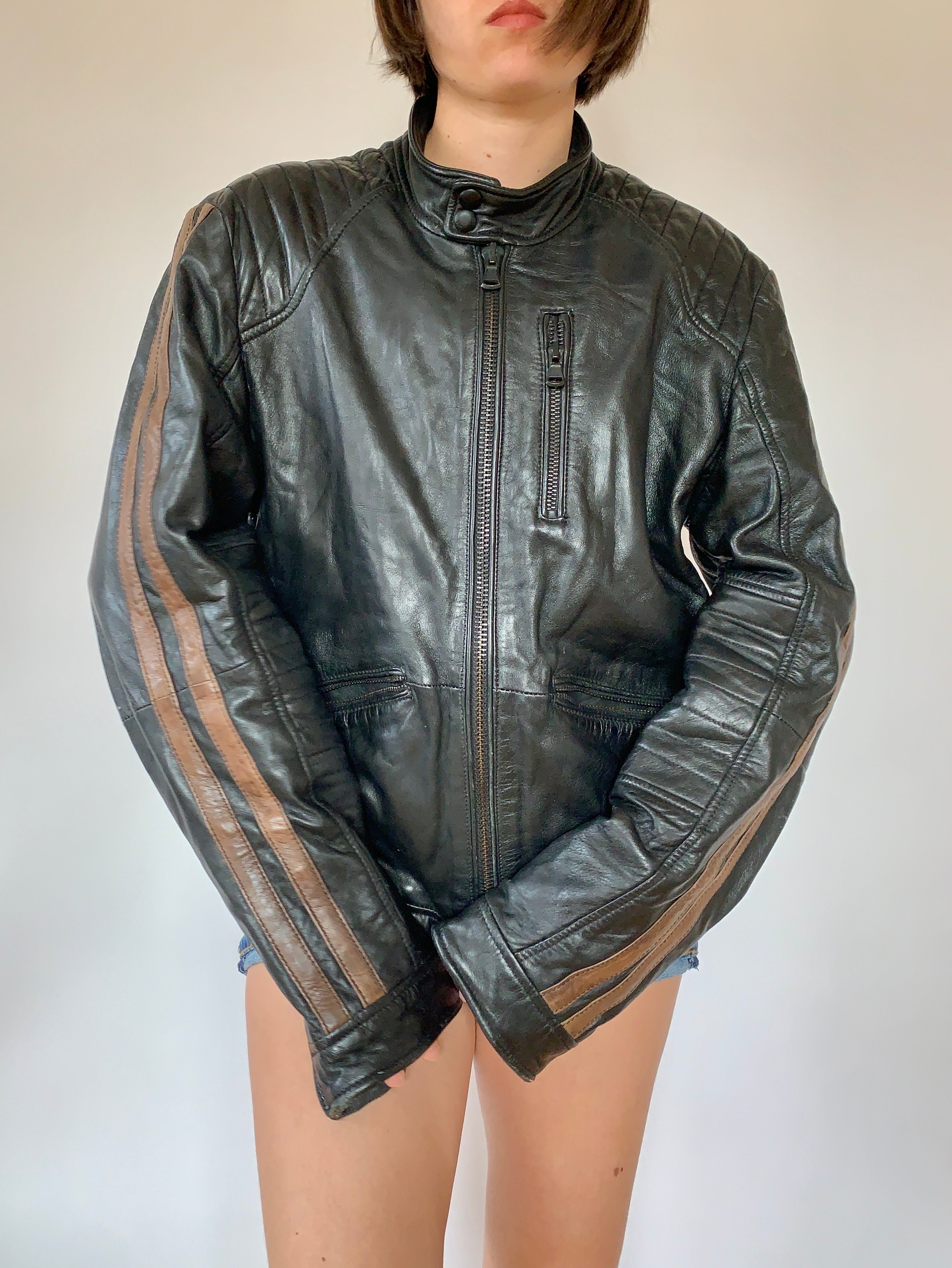 Leather Moto Jacket - Large
