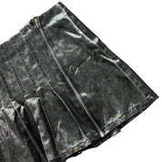Y2K euro BEBE metallic/foil sheen charcoal wash pleated mini skirt (S)